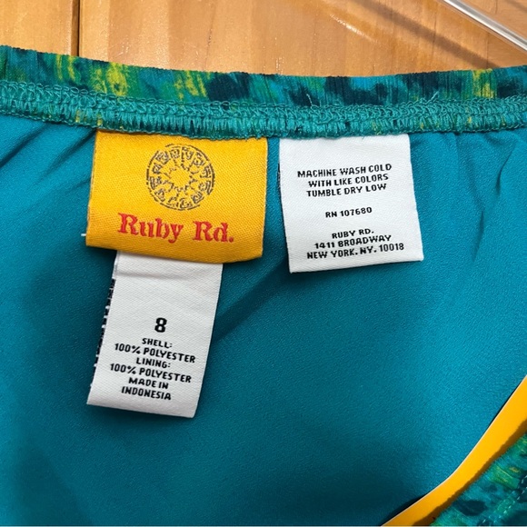 Ruby Rd. Teal and Green Top and Skirt Set Top size Large & Skirt Size 8 NWT - Picture 12 of 16